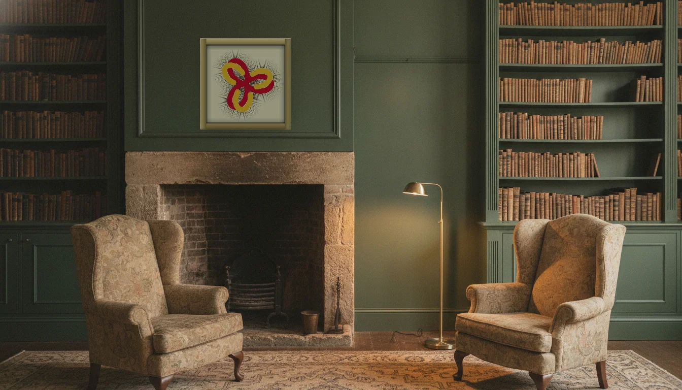 A Lumen & Logic artwork hanging in a Manor hotel interior — Library · Cotswolds