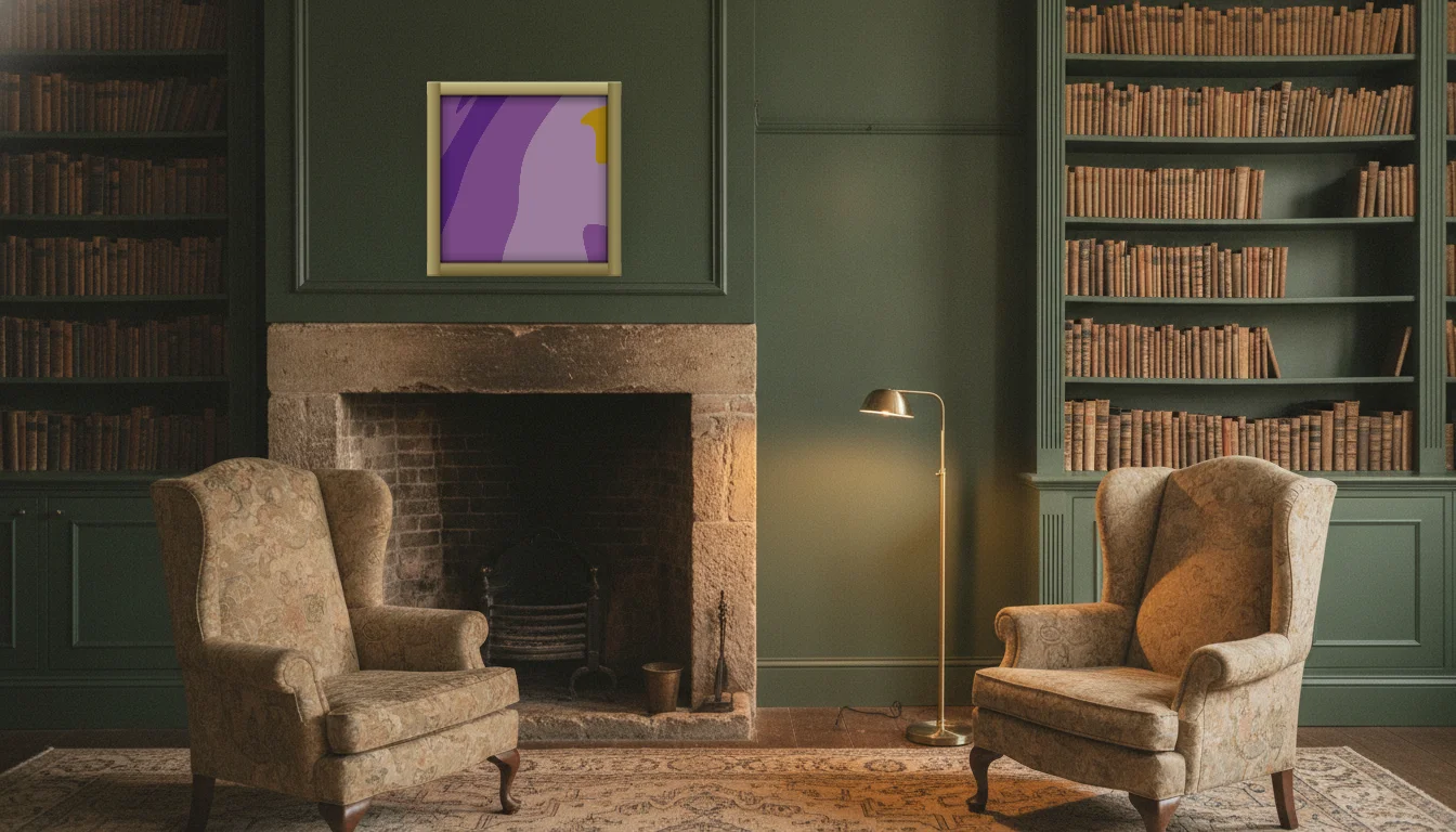 A Lumen & Logic artwork hanging in a Manor hotel interior — Library · Cotswolds