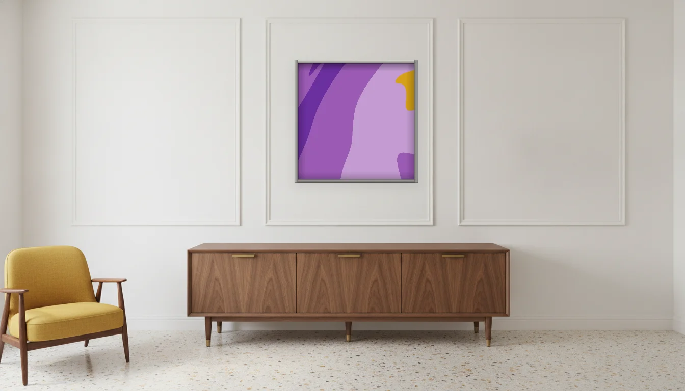 A Lumen & Logic artwork hanging in a Mid-Century hotel interior — Executive suite · Palm Springs