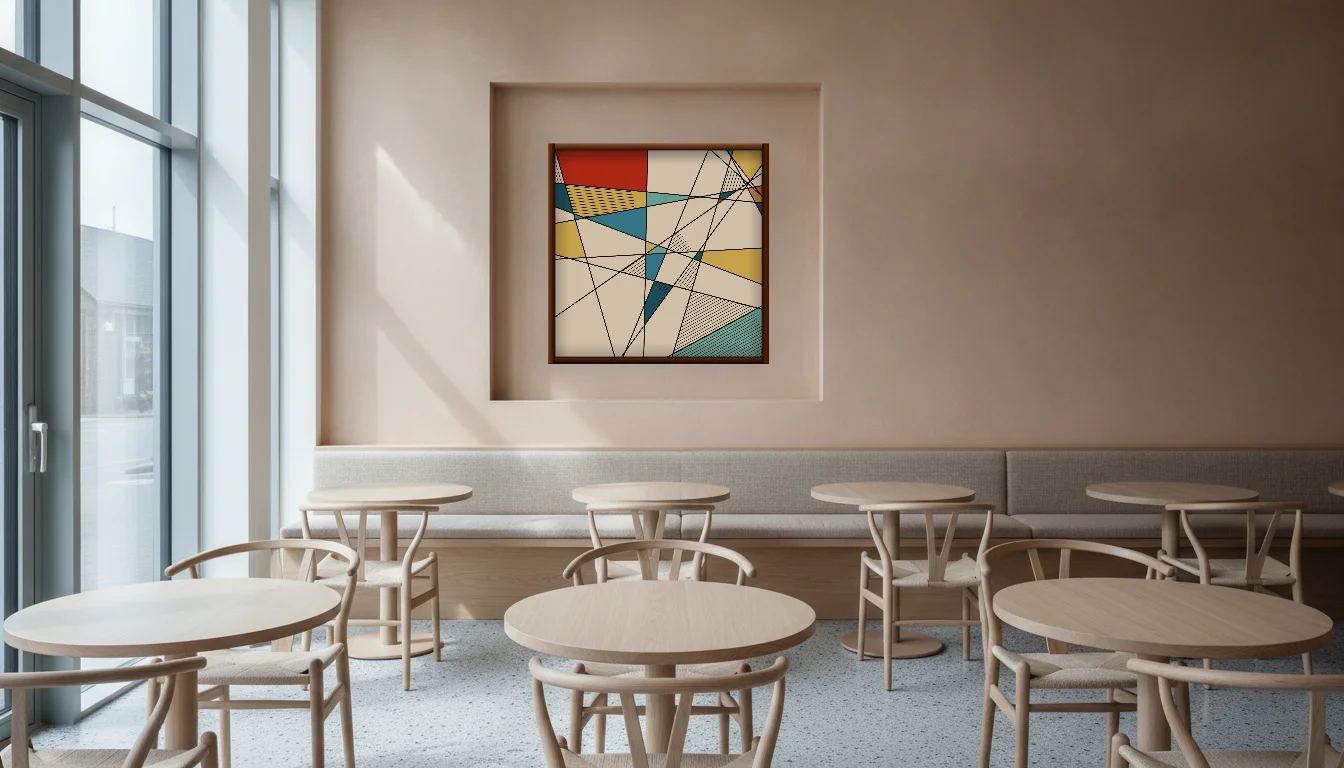 A Lumen & Logic artwork hanging in a Restaurant hotel interior — Dining room · Copenhagen