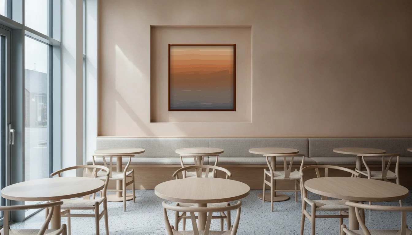 A Lumen & Logic artwork hanging in a Restaurant hotel interior — Dining room · Copenhagen