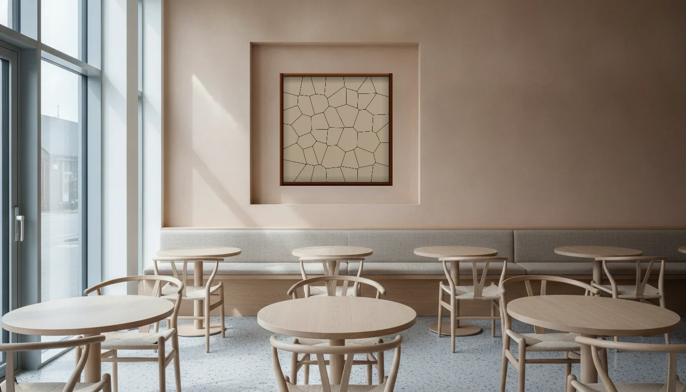 A Lumen & Logic artwork hanging in a Restaurant hotel interior — Dining room · Copenhagen
