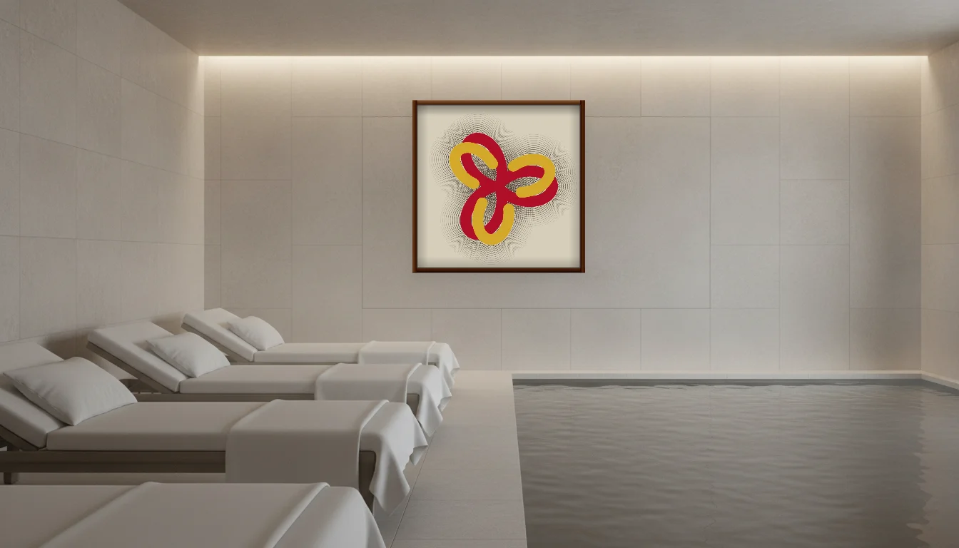 A Lumen & Logic artwork hanging in a Spa hotel interior — Relaxation room · Baden-Baden