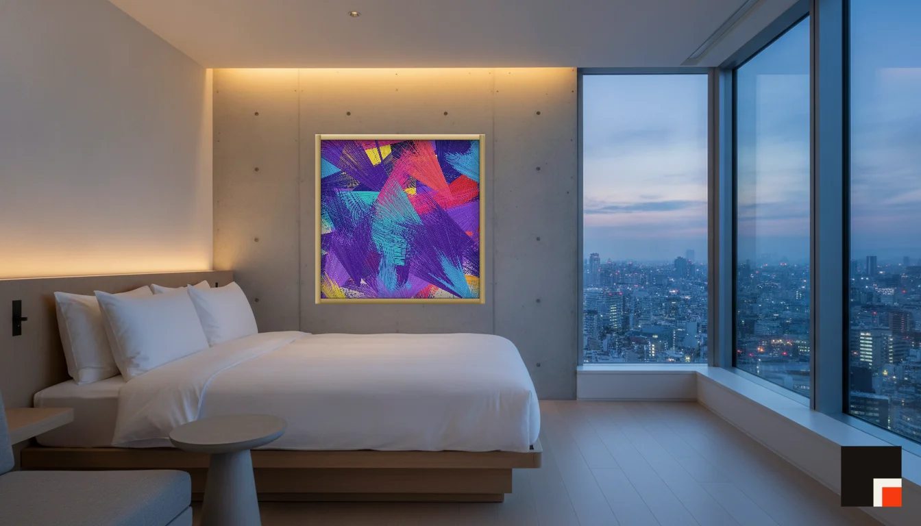 A Lumen & Logic artwork hanging in a Tokio hotel interior — Suite, 41st floor · Tokyo