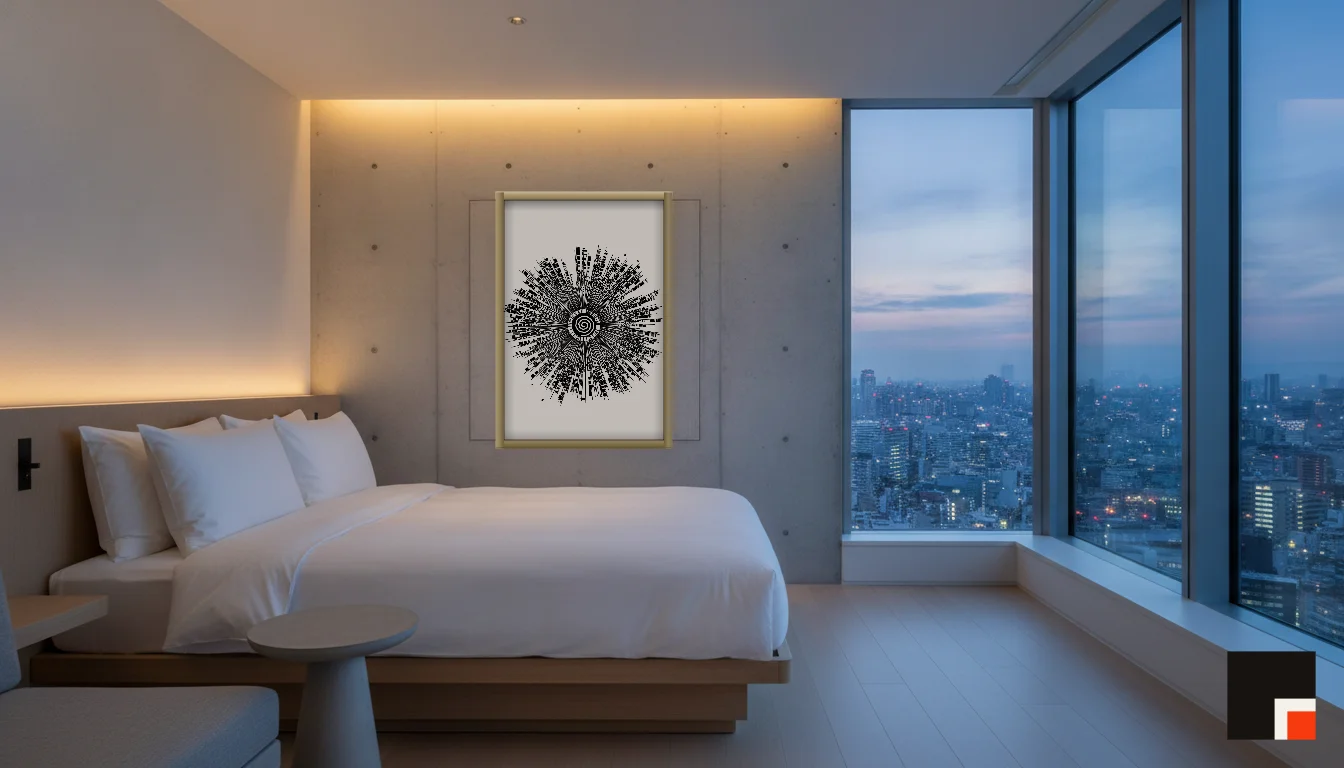 A Lumen & Logic artwork hanging in a Tokio hotel interior — Suite, 41st floor · Tokyo