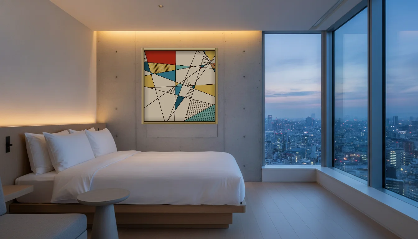 A Lumen & Logic artwork hanging in a Tokio hotel interior — Suite, 41st floor · Tokyo