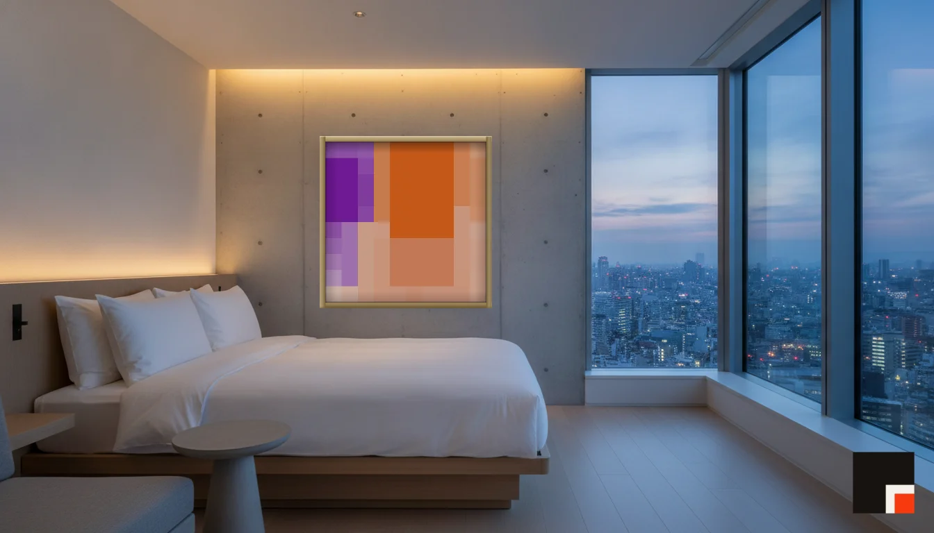 A Lumen & Logic artwork hanging in a Tokio hotel interior — Suite, 41st floor · Tokyo