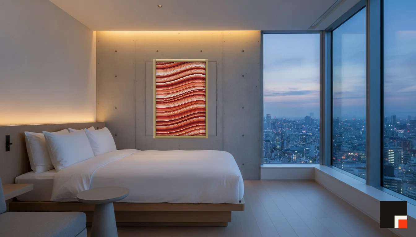 A Lumen & Logic artwork hanging in a Tokio hotel interior — Suite, 41st floor · Tokyo