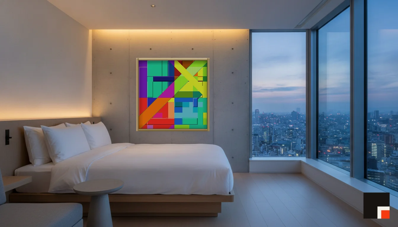 A Lumen & Logic artwork hanging in a Tokio hotel interior — Suite, 41st floor · Tokyo