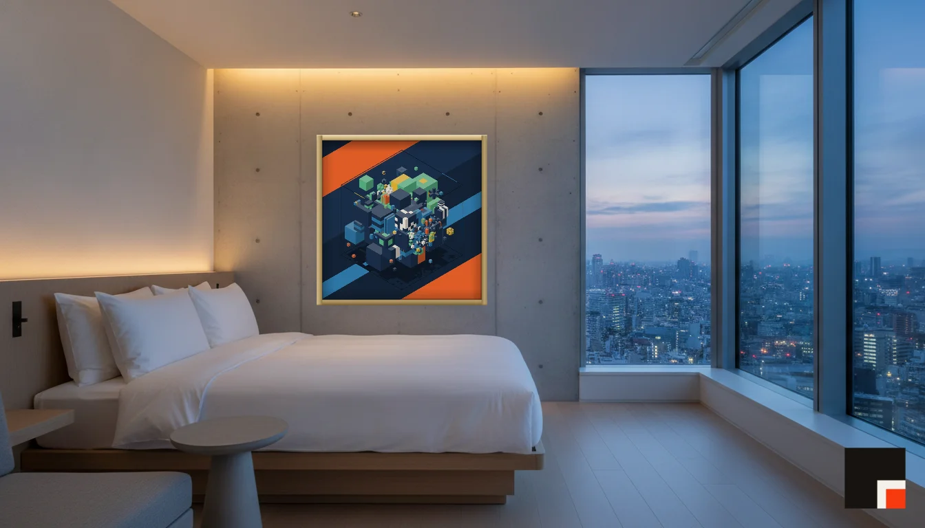 A Lumen & Logic artwork hanging in a Tokio hotel interior — Suite, 41st floor · Tokyo