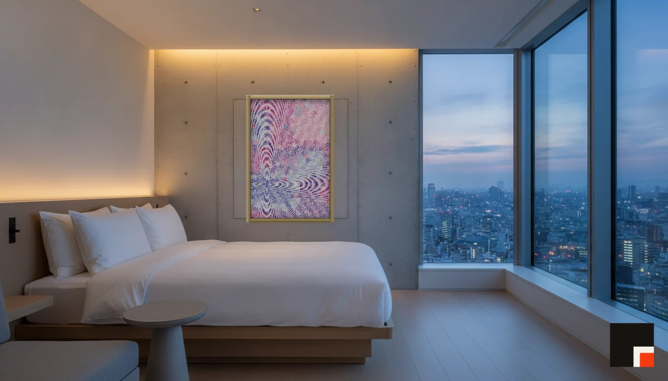 A Lumen & Logic artwork hanging in a Tokio hotel interior — Suite, 41st floor · Tokyo